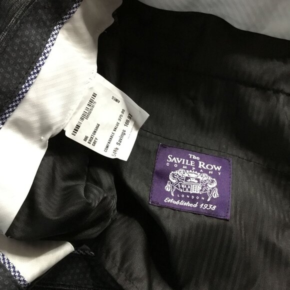 The‎ Savile Row Co Brixton Shadow Plaid Dress Pants Charcoal Grey 34W - Picture 4 of 4